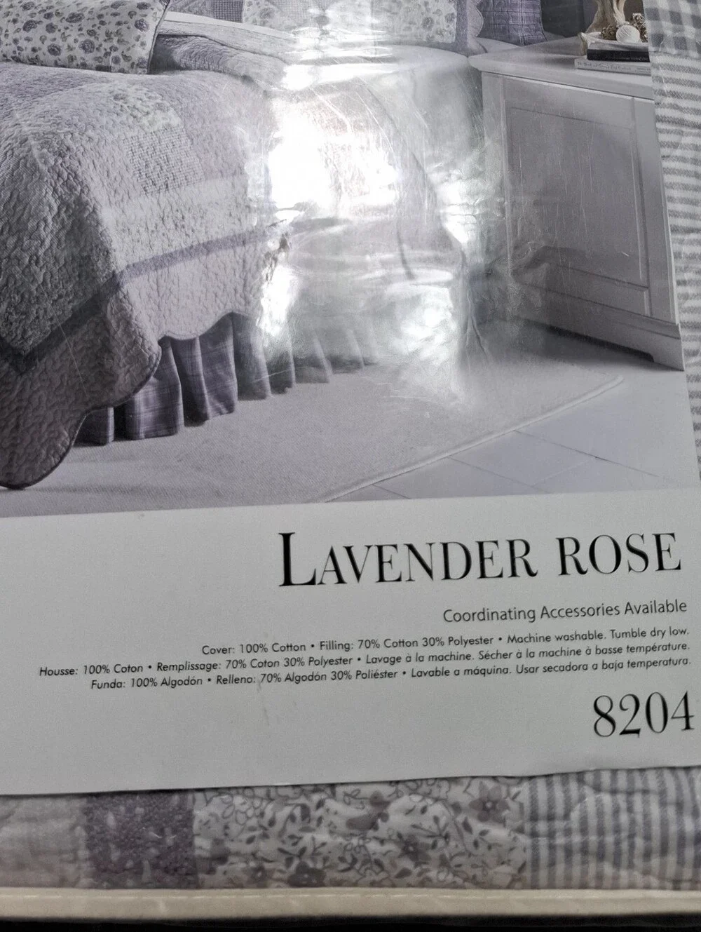 New Donna Sharp Lavender Rose Full/Queen Quilt Set with 2 Shams Floral 3pc